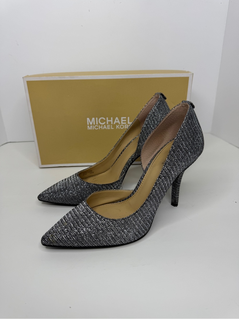 Michael Kors Nathalie Flex High Pump, Glitter Chain Mesh Size 7